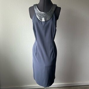 Connected Apparel dress size 10 gray with sequins at neckline semi formal